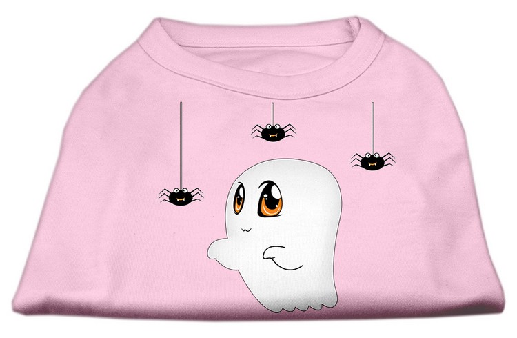 Sammy the Ghost Screen Print Dog Shirt Light Pink Lg